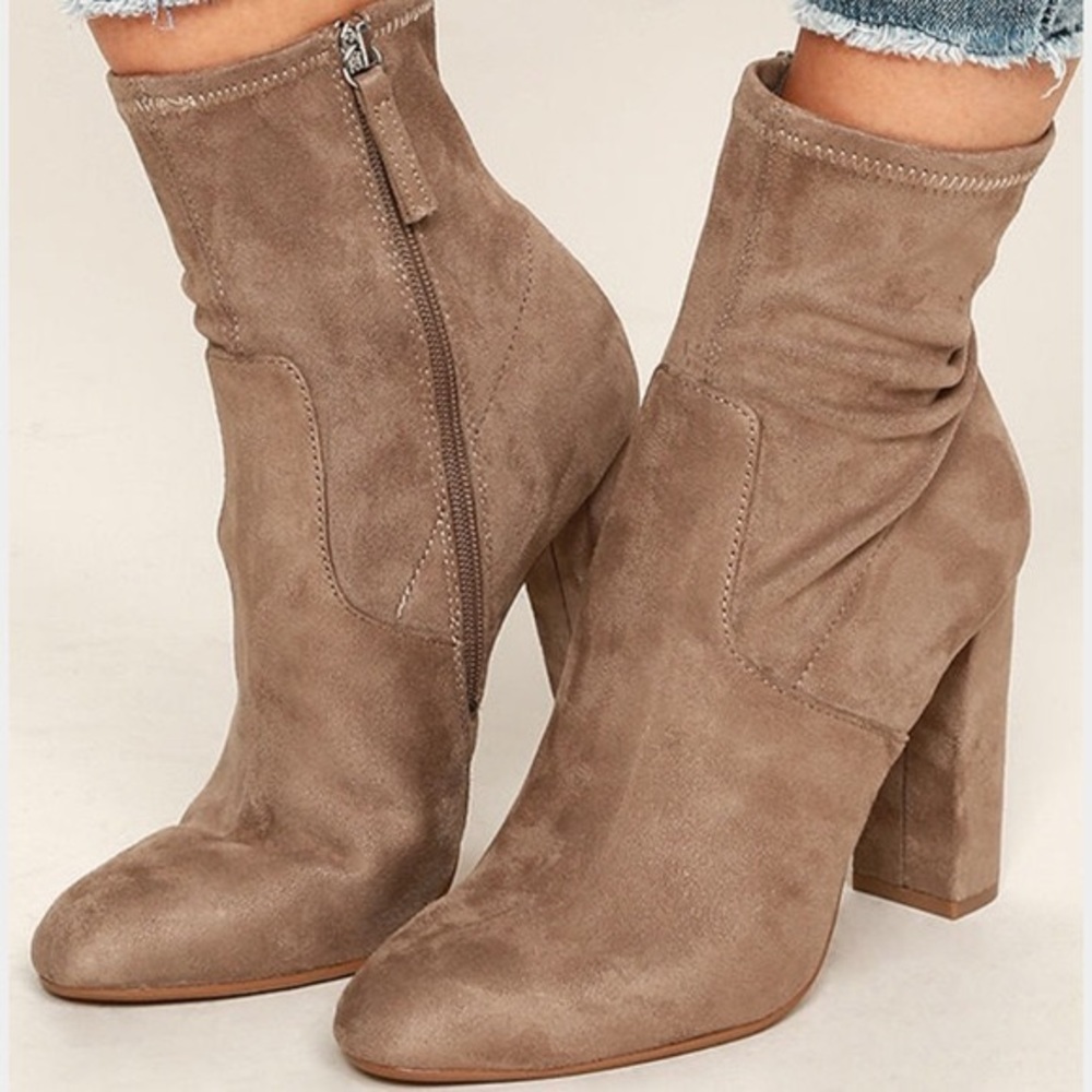 Steve Madden Taupe Edit Sock Booties
